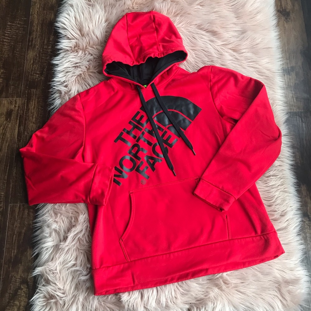 North Face red hoodie